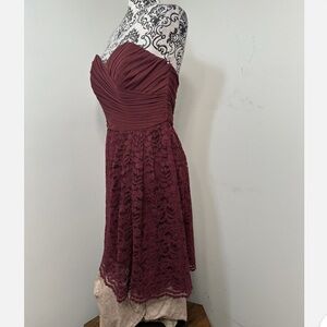 Chic Strapless Davids Bridal Wine Lace Dress8